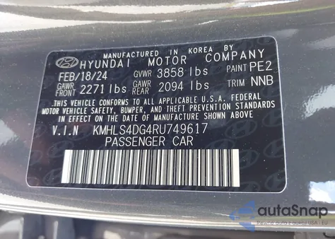 2024 Hyundai Elantra Sel from USA, damaged, VIN KMHLS4DG4RU749617